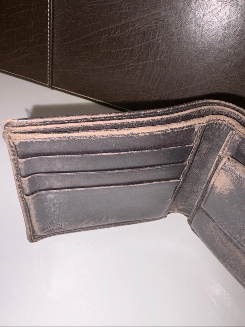 Gucci Brown Beige GG Canvas Bifold Wallet